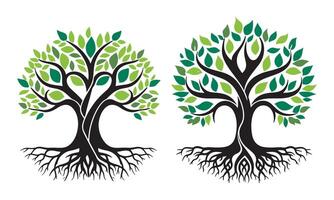 Tree and roots for company or branding logo design. vector