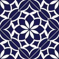 a blue and white tile design with a flower. vector
