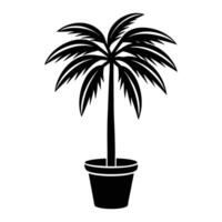 palm tree icon in black and white on white background vector