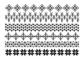 Geometrical abstract borders set art on black and white colour vector