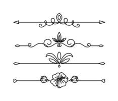 Calligraphic ornament set on black and white colour vector