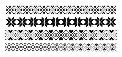 Geometrical abstract borders set on black colour vector