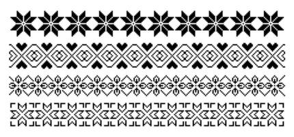 Geometrical abstract borders set on black and white colour vector