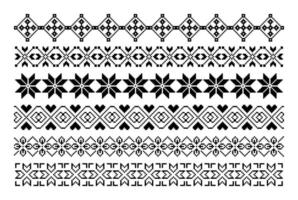 Geometrical abstract borders set art ornament on black colour vector