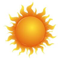 Bright sun with vibrant, wavy rays isolated on a transparent background. Concept of summer, warmth, and energy. illustration vector