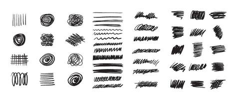 Set of hand drawn underlines. Abstract doodle lines, marker drawing stripes for design. Different shapes collection isolated on white background. vector