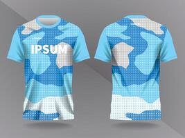 blue camo abstract background for sport jersey design and mockup. front and back view template vector