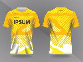 wavy yellow abstract background and pattern for sport jersey design and mockup. front and back view template vector