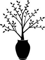 Silhouette of a Tiny Bare Tree in a Vase vector