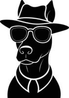 Dog in Sunglasses and Hat Silhouette for Summer Vibes vector