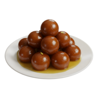 gulab jamun in a plate isolated on transparent background png