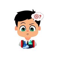 Emoji Boys School. Science student working in the laboratory vector