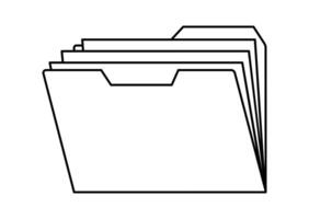 Hand drawn cute outline illustration of folder with documents. Flat file archive line art doodle. Planning or time management icon. Paper office data. Catalog or organizer. Isolated. vector
