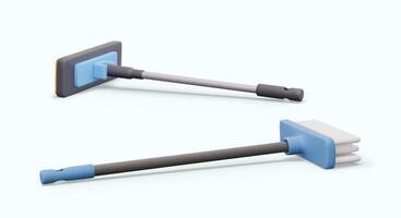 Realistic mop and broom lying down. Recess. Set of insulated tools for dry and wet cleaning vector
