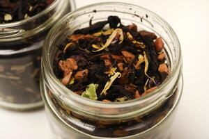 Tea with aromatic additives. Assorted tea. photo