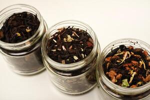 Tea with aromatic additives . Assorted tea. photo