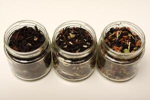 Tea with aromatic additives Assorted tea photo
