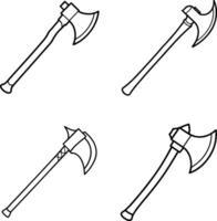 An axe line art illustration set vector