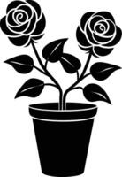 A rose tree with flower and leaf in a pot illustration vector