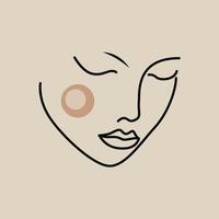 Elegant Feminine Line Art Portrait - Digital Drawing vector