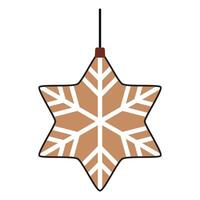 Drawing of Christmas Tree Toy in Snowflake Star Shape vector