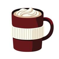 Drawing of Hot Cacao with Foam in Red Cup vector