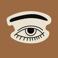 Bohemian Line Art Eye Drawing - Minimalist Mystical Illustration vector