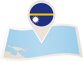 Folded map of Nauru with flag pin of Nauru. png