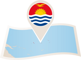 Folded map of Kiribati with flag pin of Kiribati. png