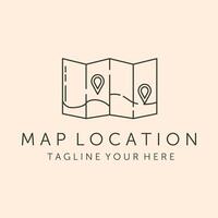 map location icon line art logo illustration design vector