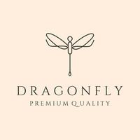 dragonfly with continuous wings line art logo symbol illustration design vector