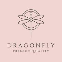 unique dragonfly line art logo symbol illustration design vector