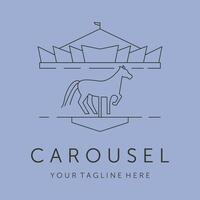 attraction carousel line art logo symbol illustration design vector
