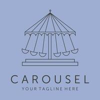 carousel ride line art logo symbol illustration design vector