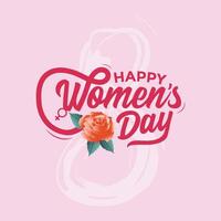 Elegant hand drawn script lettering for Womens Day illustration. Features a brushstroke 8 on a stylish background. Perfect for 8th March greeting cards and calligraphy designs. vector