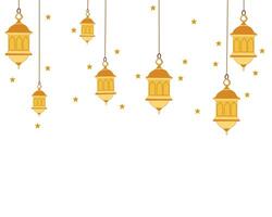 islamic lanterns hanging on strings vector