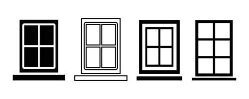 Simple Black and White Window Illustration. Window icon design template. vector