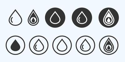 Various Water Drop Icons in Different Styles. vector