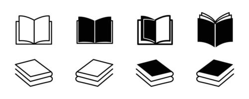 Black and White Open Book Icons. Open Book Silhouette. vector