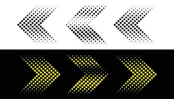 Stylish halftone arrows in black and yellow variations. vector
