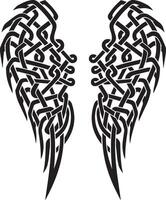 Celtic Wings, Sharp Black Intertwined Lines vector