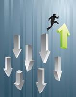 A man is running up arrows to an arrow vector