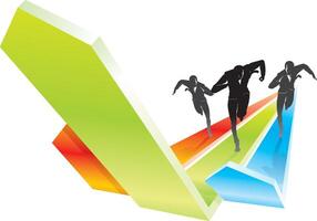 negocio personas corriendo en un grafico vector