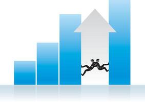 Businessman running up the graph vector