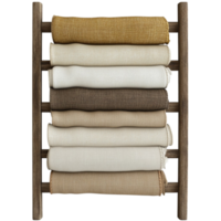 Bathroom Essentials Towels on a Wooden Shelf png