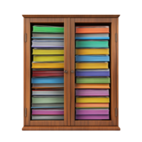 Open Storage Unit with Colorful Paper Stacks png