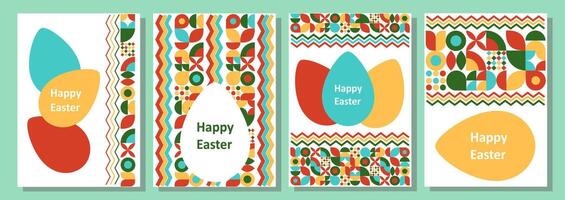 Set of Easter cards. Abstract eggs spring flowers and decorations. For poster, postcard, scrapbooking, stickers.easter banners set with colorful patterns vector