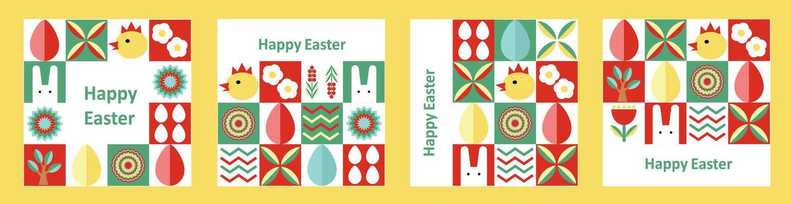 Set of Easter cards. Abstract eggs spring flowers and decorations. For poster, postcard, scrapbooking, stickers.easter printables
