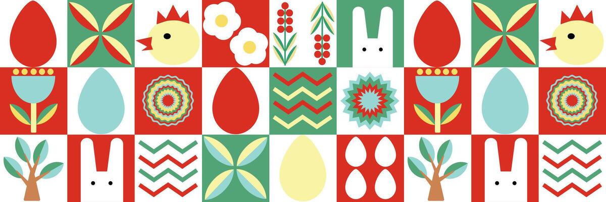 easter bunny Seamless Easter pattern in modern minimalist style with geometric shapes, eggs. Abstract template for poster, branding, advertising, postcard, prints, banner.