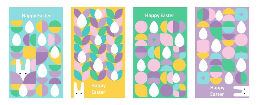 Set of Easter cards. Abstract eggs spring flowers and decorations. For poster, postcard, scrapbooking, stickers.easter bookmarks set